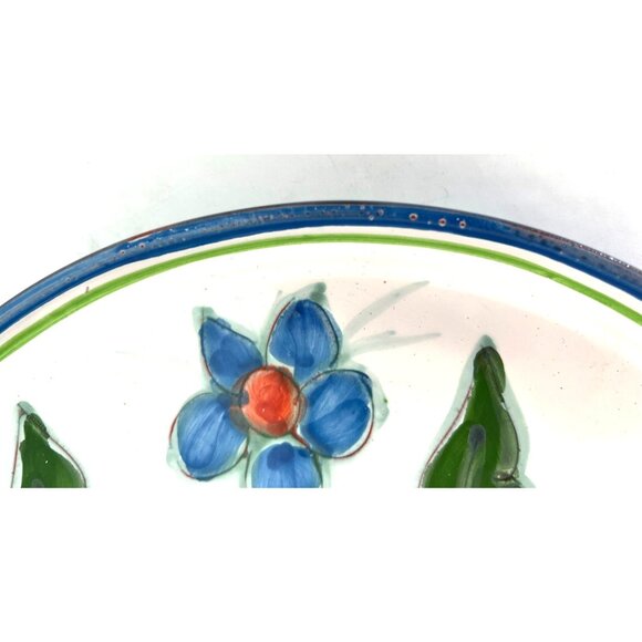 Vintage Hand Painted Ceramic Portugese Plate Platter Fruit Flowers Party Tray - Picture 5 of 7